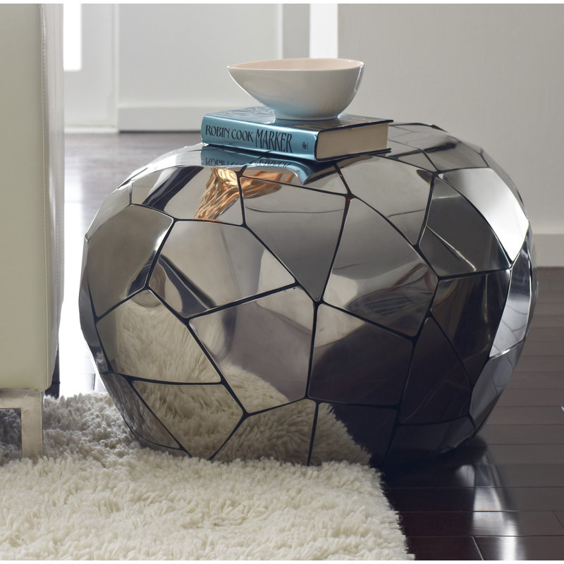 Lively Reflections Silver Stainless Steel Crazy Cut End Table