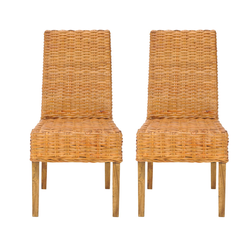 Parsons Transitional Honey Oak Cane Side Chair