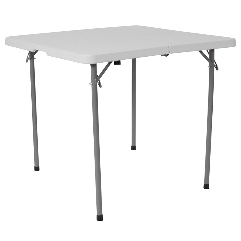 Granite White and Gray Square Portable Folding Table with Handle