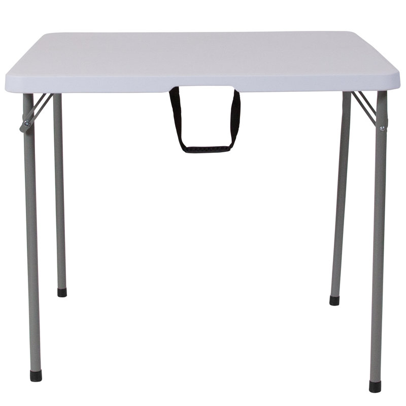 Granite White and Gray Square Portable Folding Table with Handle
