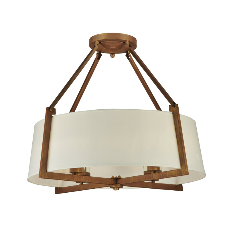 31" Gold and Glass 4-Light Semi-Flush Mount Ceiling Fixture