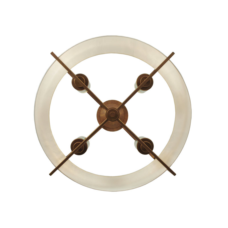 31" Gold and Glass 4-Light Semi-Flush Mount Ceiling Fixture