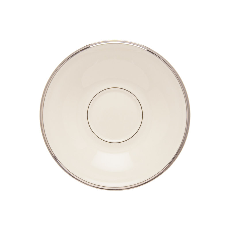 Elegant Ivory Bone China Tea Saucer with Platinum Trim