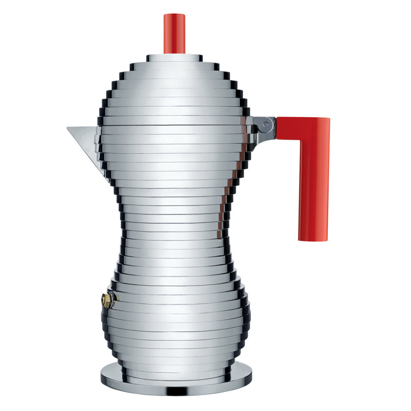 Pulcina Red Aluminum 6-Cup Induction Espresso Maker