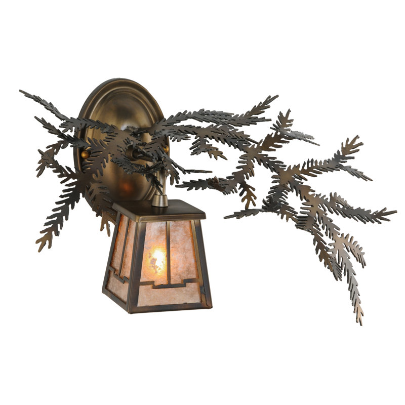 Bronze Pine Branch 16" Lantern Wall Sconce