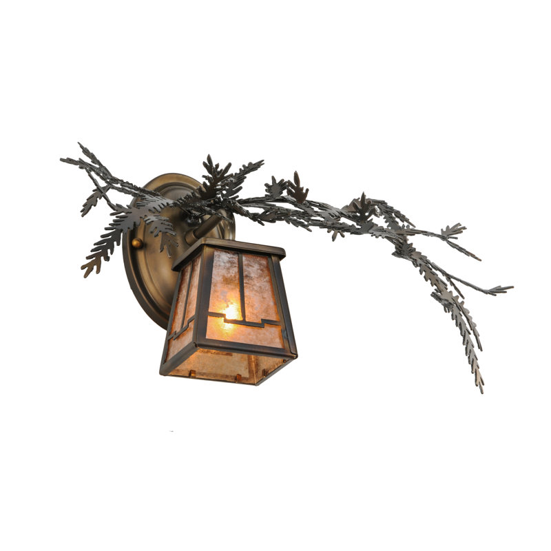 Bronze Pine Branch 16" Lantern Wall Sconce