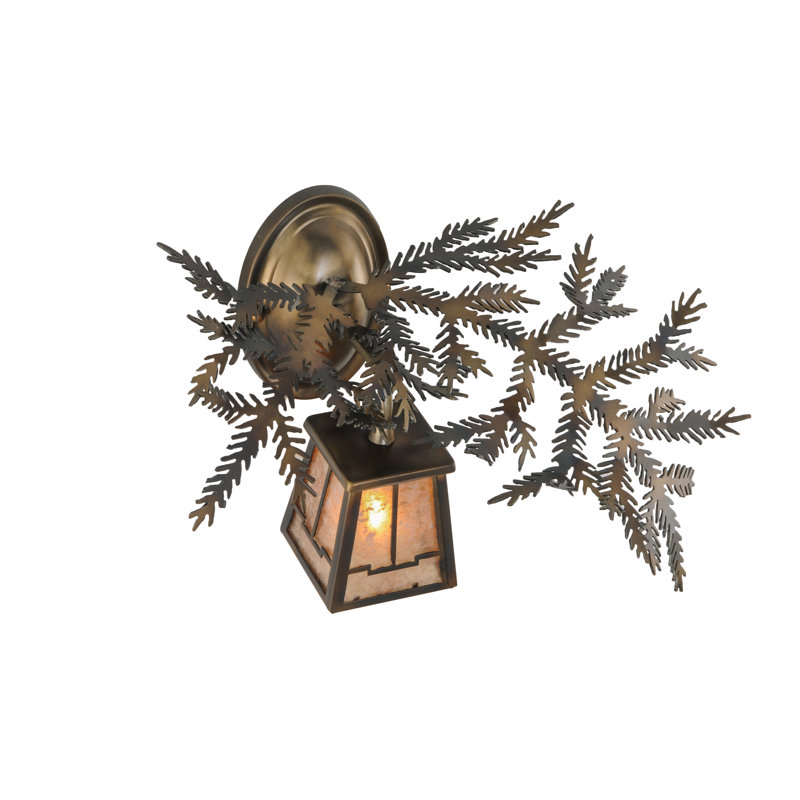 Bronze Pine Branch 16" Lantern Wall Sconce