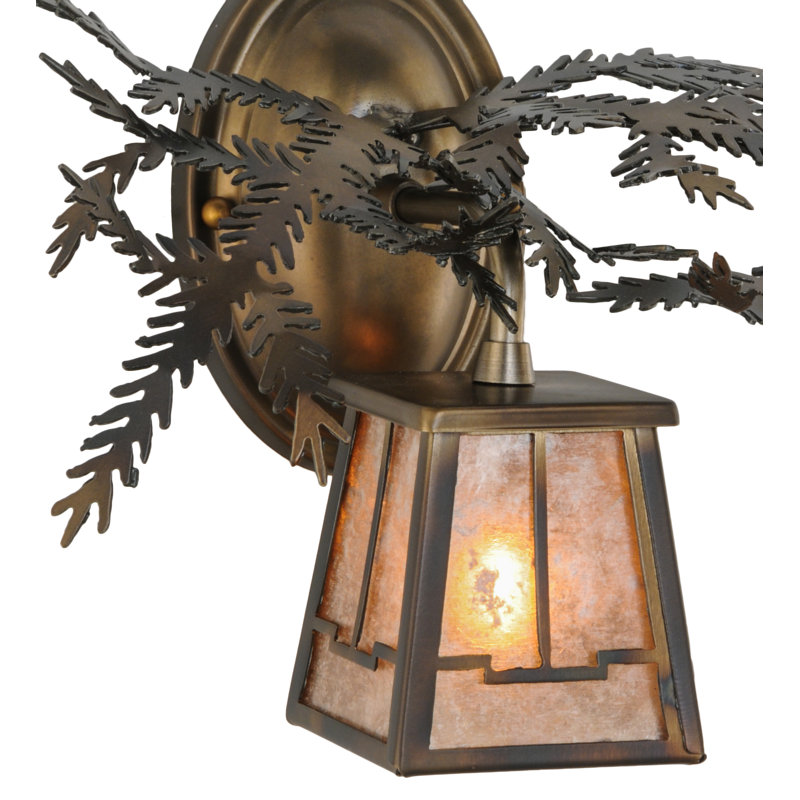 Bronze Pine Branch 16" Lantern Wall Sconce