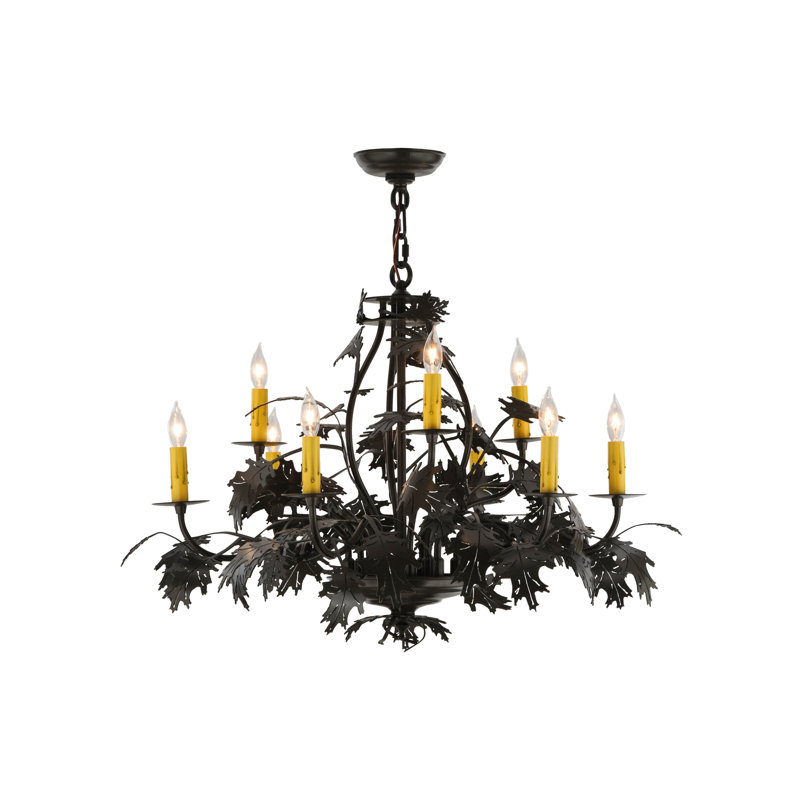 Timeless Bronze Oak Leaf & Acorn 9-Light Candelabra Chandelier