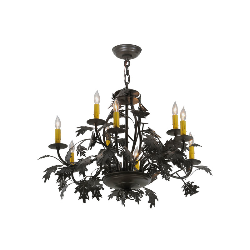Timeless Bronze Oak Leaf & Acorn 9-Light Candelabra Chandelier