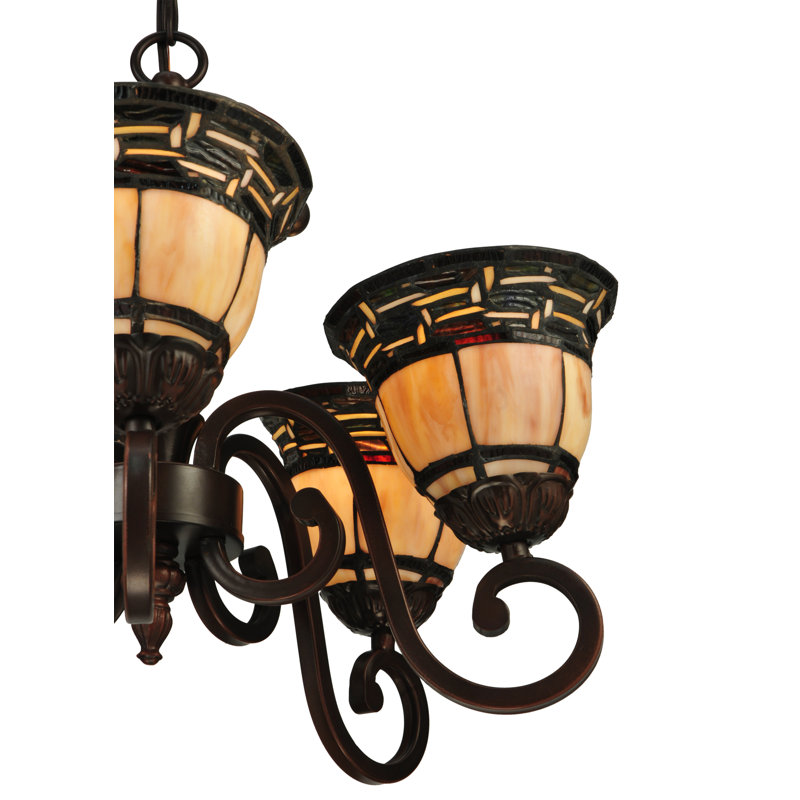 Ilona Mini 5-Light Mahogany Bronze Chandelier with Art Glass Shade