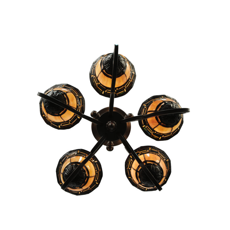 Ilona Mini 5-Light Mahogany Bronze Chandelier with Art Glass Shade