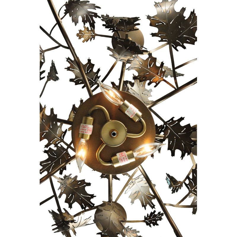 Majestic Oak Leaf 11-Light Antique Copper Chandelier with Ivory Acorn