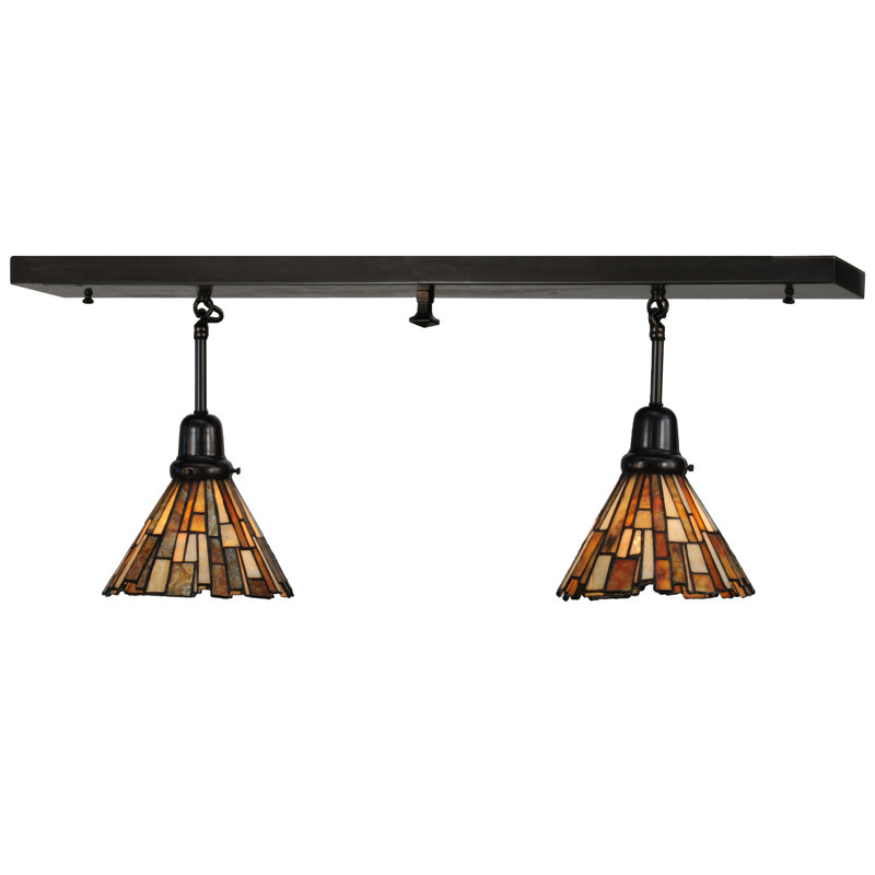 Craftsman Brown Glass 2-Light Energy Star Kitchen Island Pendant