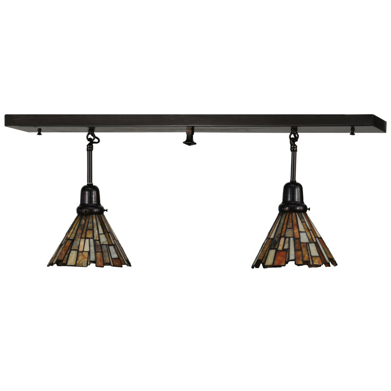 Craftsman Brown Glass 2-Light Energy Star Kitchen Island Pendant