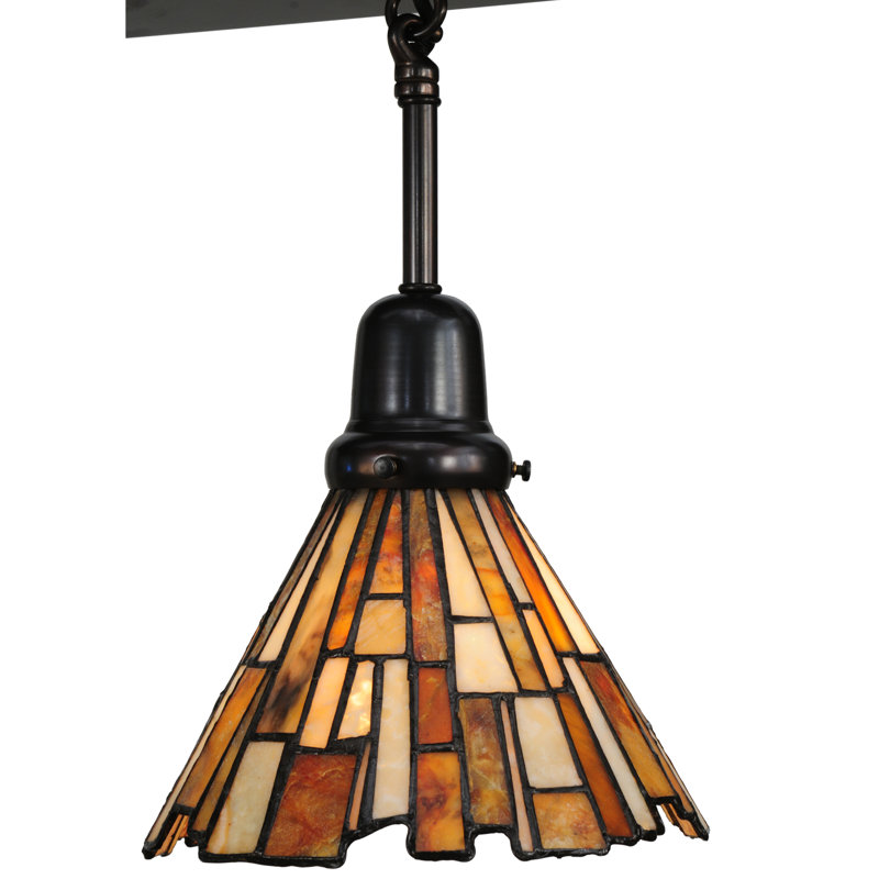 Craftsman Brown Glass 2-Light Energy Star Kitchen Island Pendant