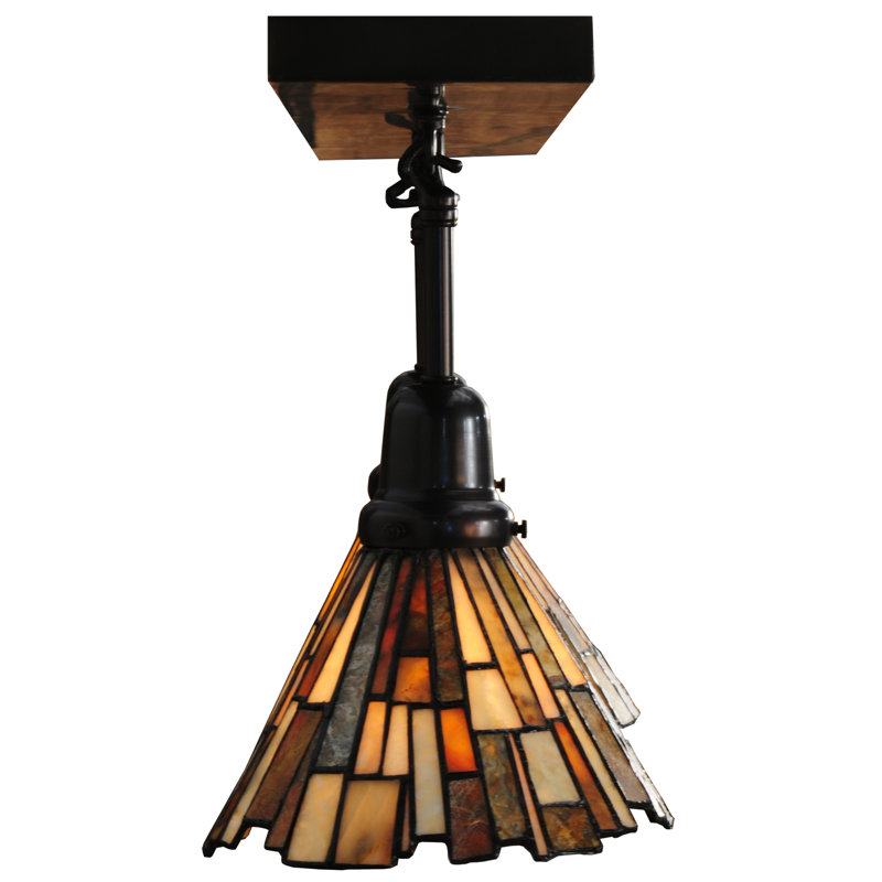 Craftsman Brown Glass 2-Light Energy Star Kitchen Island Pendant