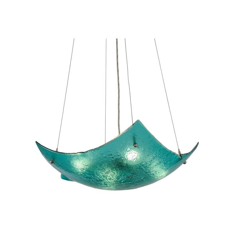 Meyda 26" Aquamarine Crinkle Glass & Brushed Nickel Chandelier