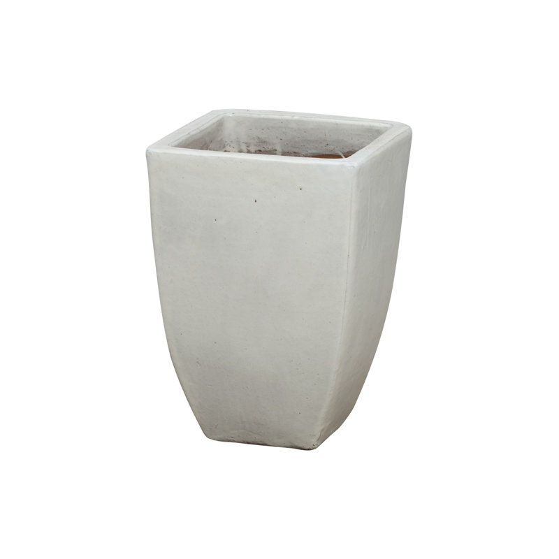 Large Square Ceramic Planter in Glossy White - 18.5" H