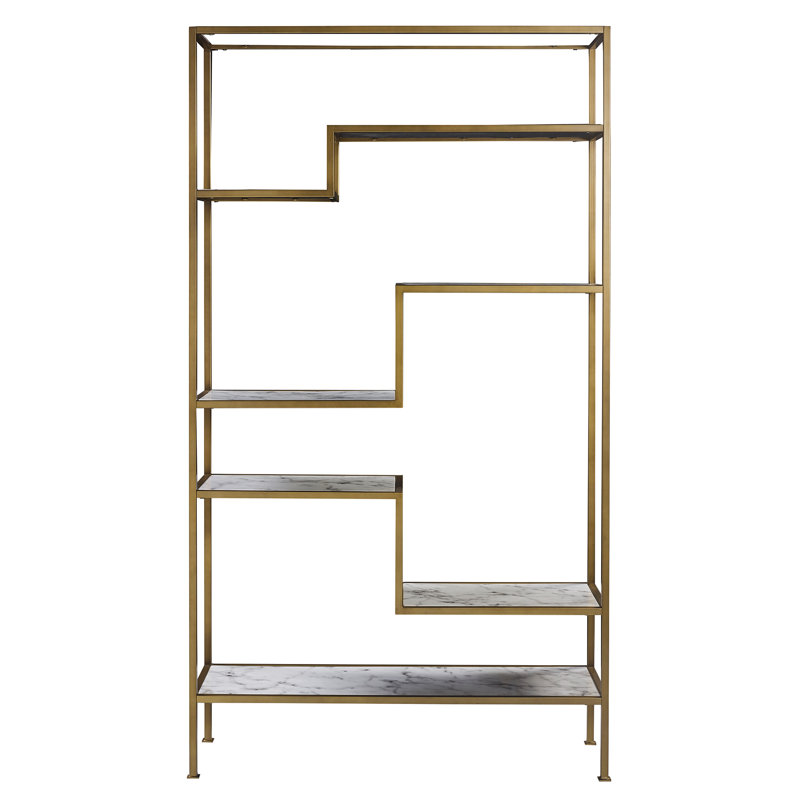 Marmo Faux Marble and Gold 5-Tier Geometric Bookcase