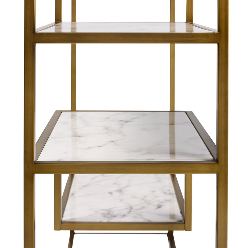 Marmo Faux Marble and Gold 5-Tier Geometric Bookcase
