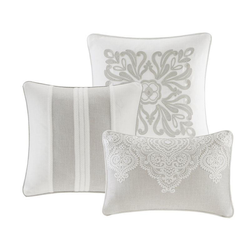 King White Microfiber Comforter Set with Decorative Pillows