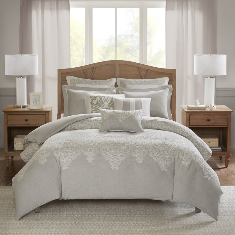 King White Microfiber Comforter Set with Decorative Pillows