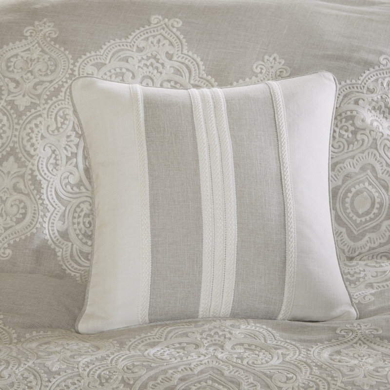 King White Microfiber Comforter Set with Decorative Pillows