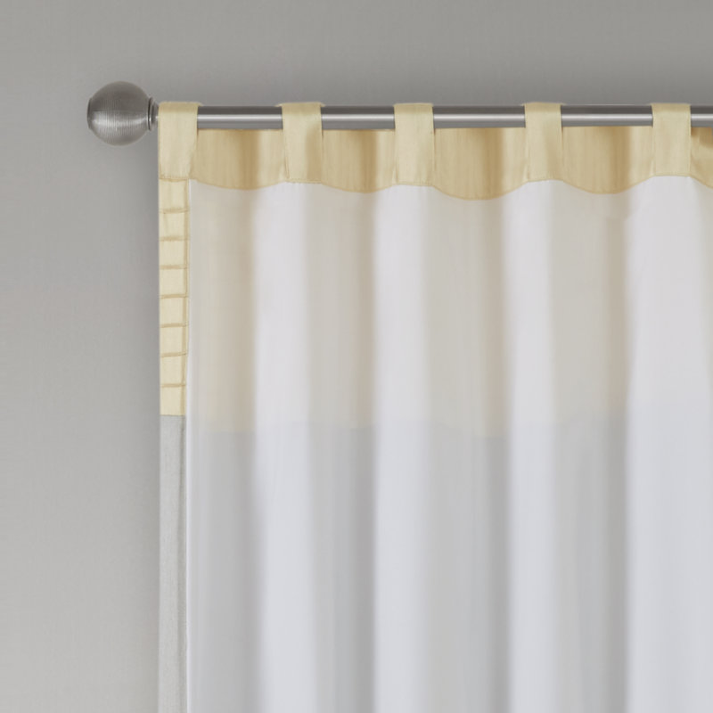 Yellow and Gray Faux Silk Light-Filtering Curtain Panel