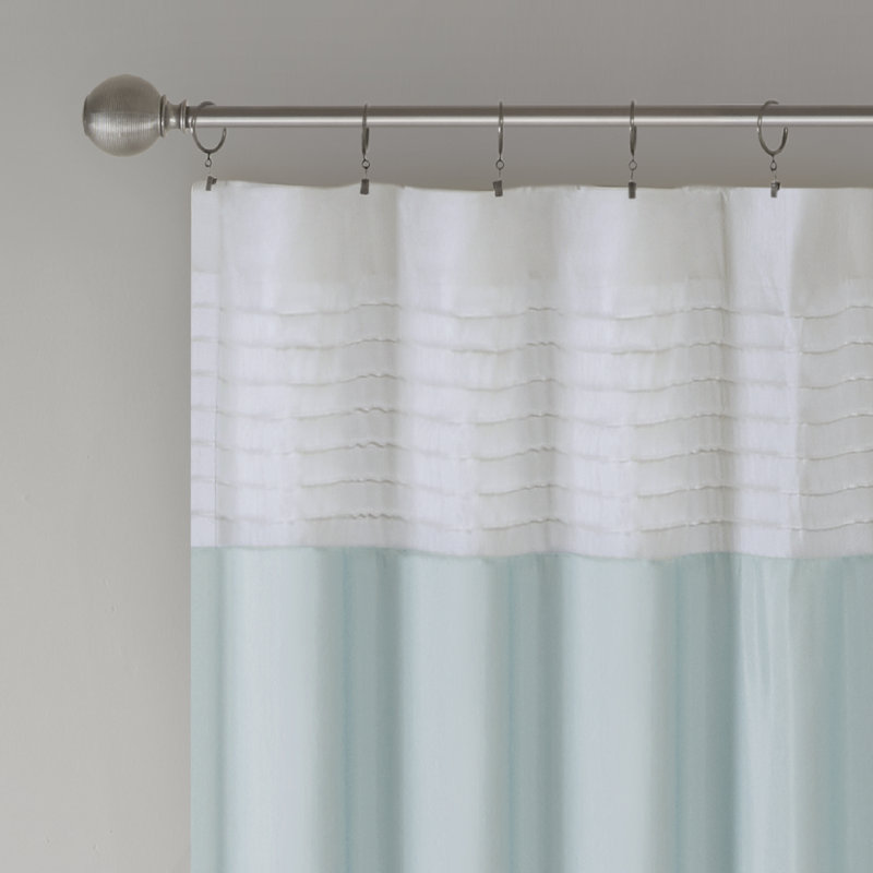 Green and Aqua Polyester Pintuck Light-Filtering Curtain Panel