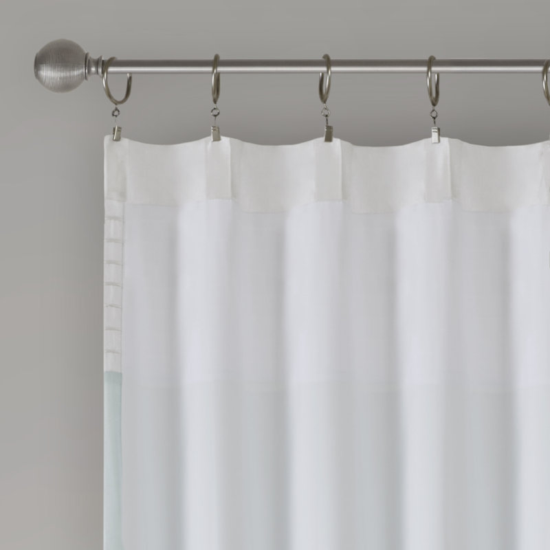 Green and Aqua Polyester Pintuck Light-Filtering Curtain Panel