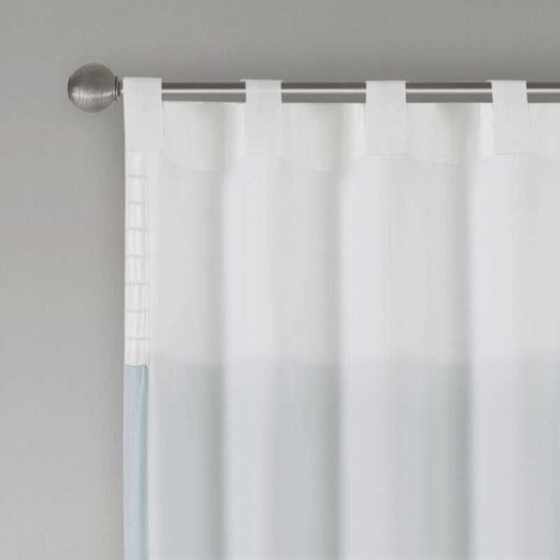 Green and Aqua Polyester Pintuck Light-Filtering Curtain Panel