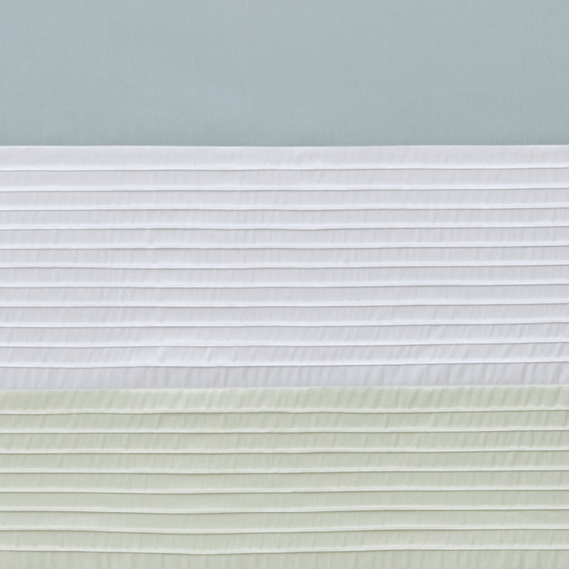 Green and Aqua Polyester Pintuck Light-Filtering Curtain Panel