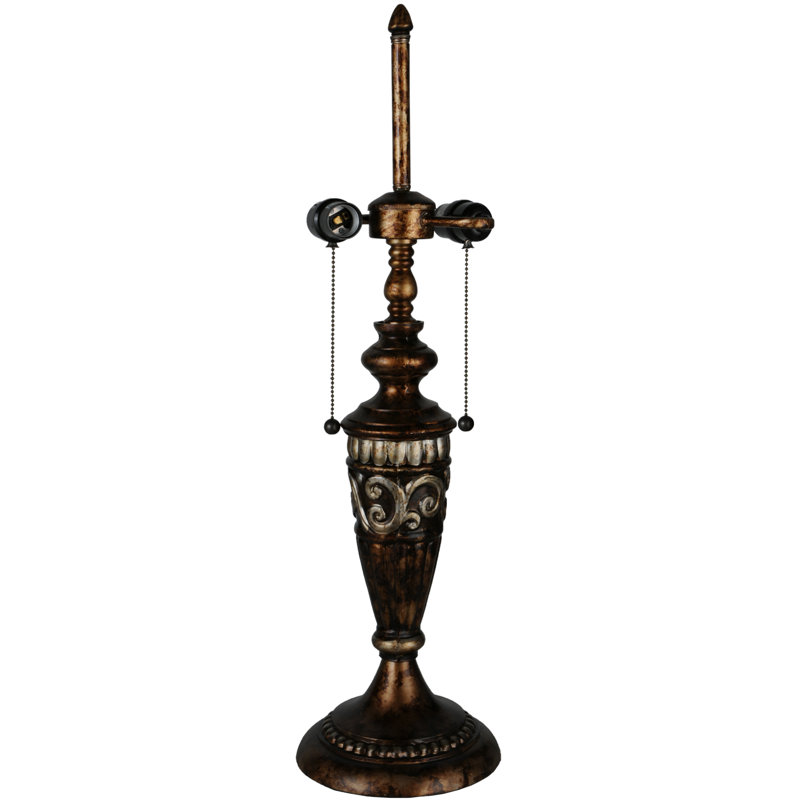 Stained Glass White Mission Table Lamp with Bronze Base