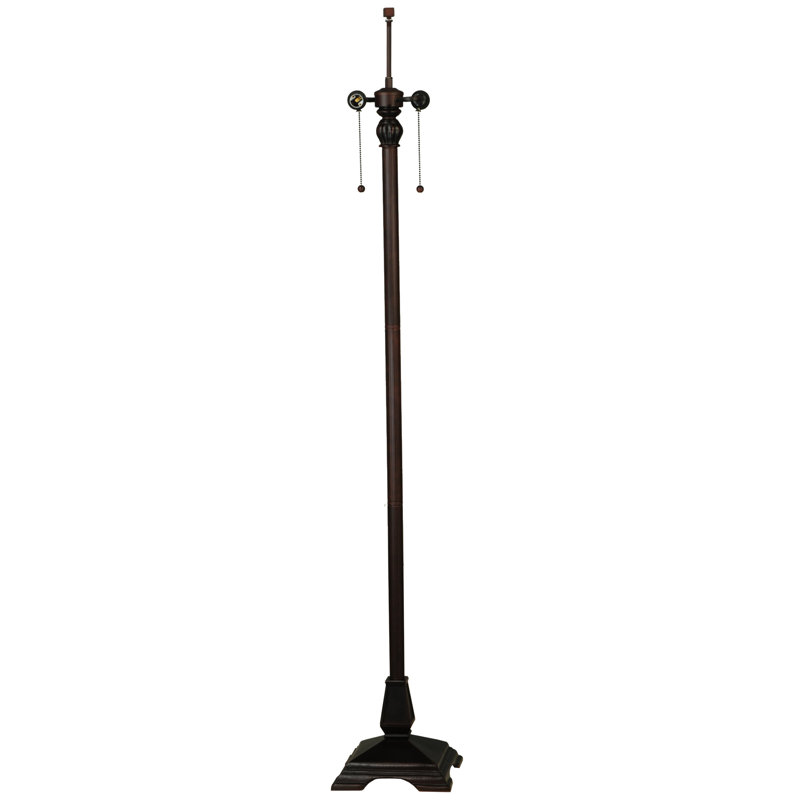 Hexagonal Honey Stained Glass & Mahogany Bronze 62" Floor Lamp