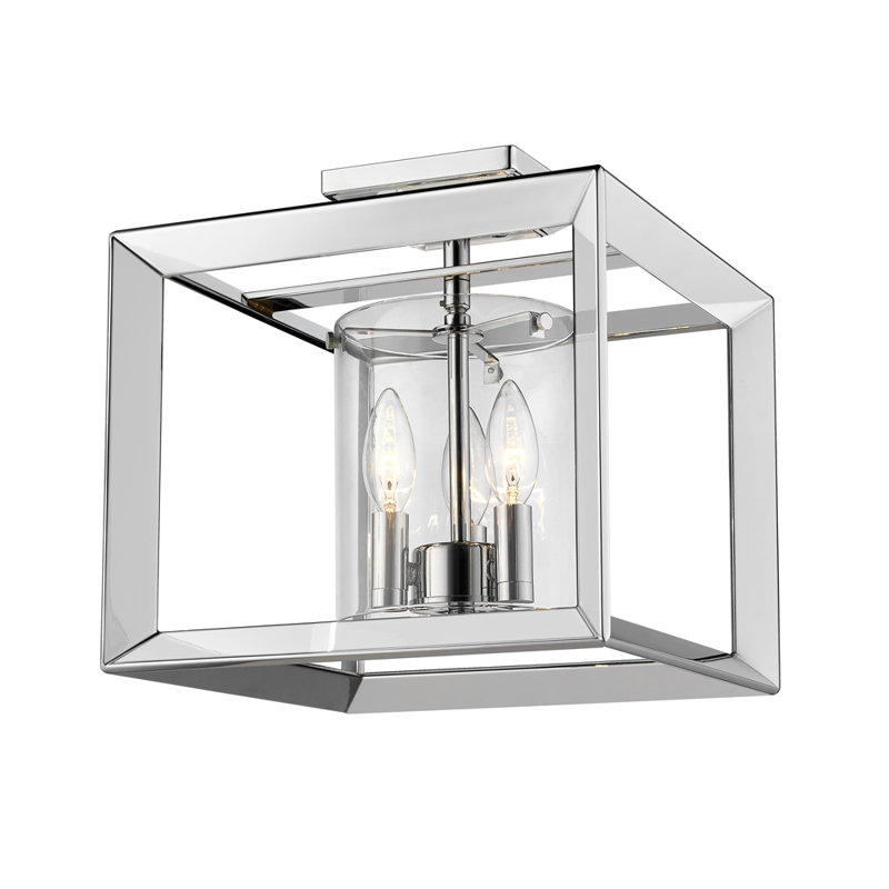 Gunmetal Bronze and Clear Glass Semi-Flush Mount Light