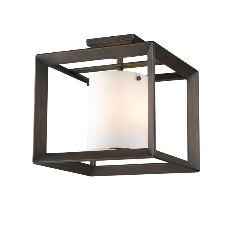 Gunmetal Bronze and Clear Glass Semi-Flush Mount Light