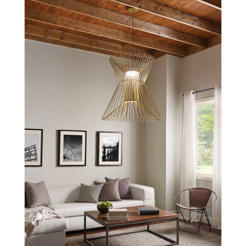 Syrma Grande Satin Gold and Matte Black LED Pendant Light