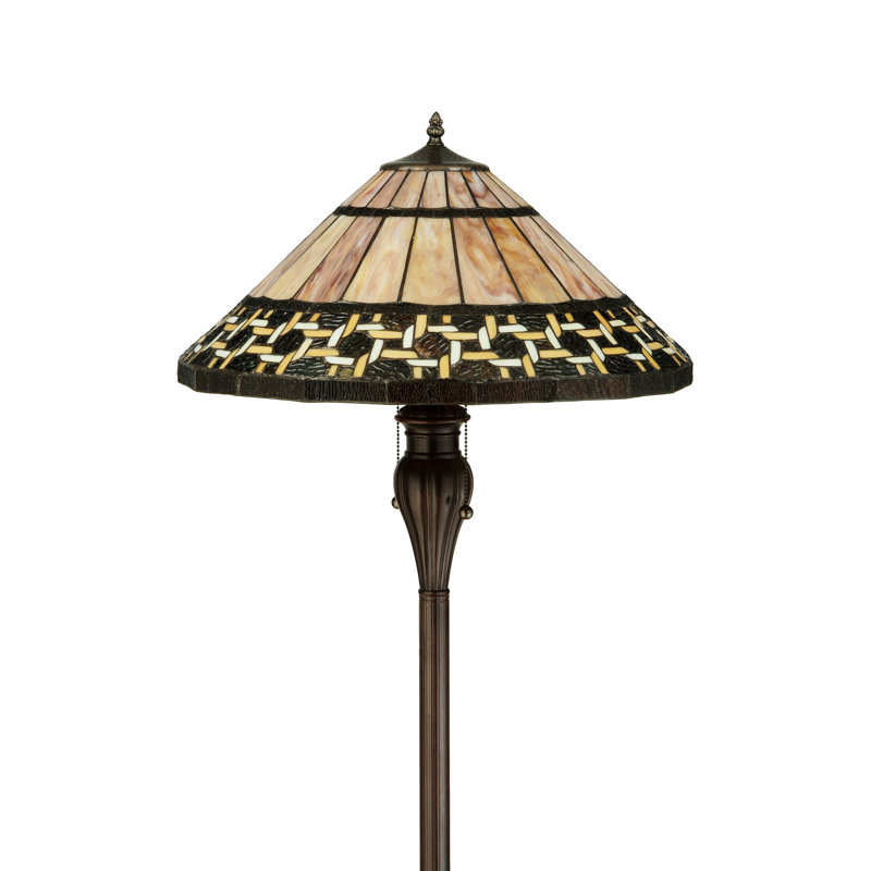 Ilona 61'' Honey and Beige Stained Glass Floor Lamp with Mahogany Bronze Base