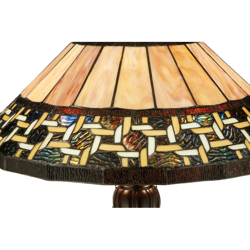 Ilona 61'' Honey and Beige Stained Glass Floor Lamp with Mahogany Bronze Base