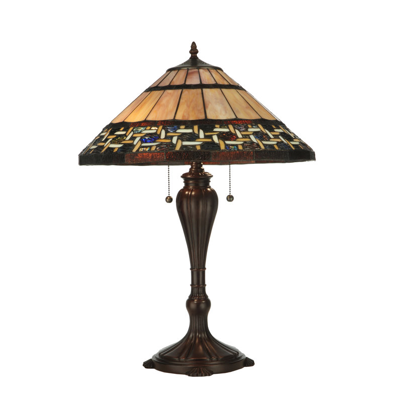Ilona 23" Stained Glass and Bronze Table Lamp