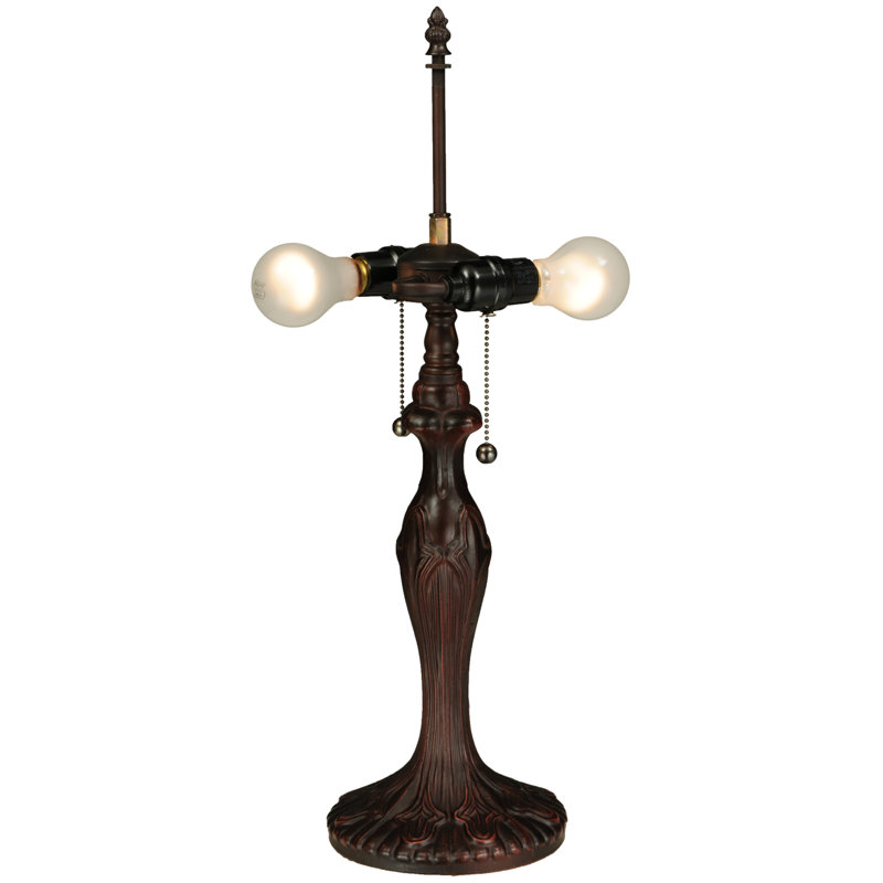 Multicolor Stained Glass Floral Table Lamp with Bronze Base