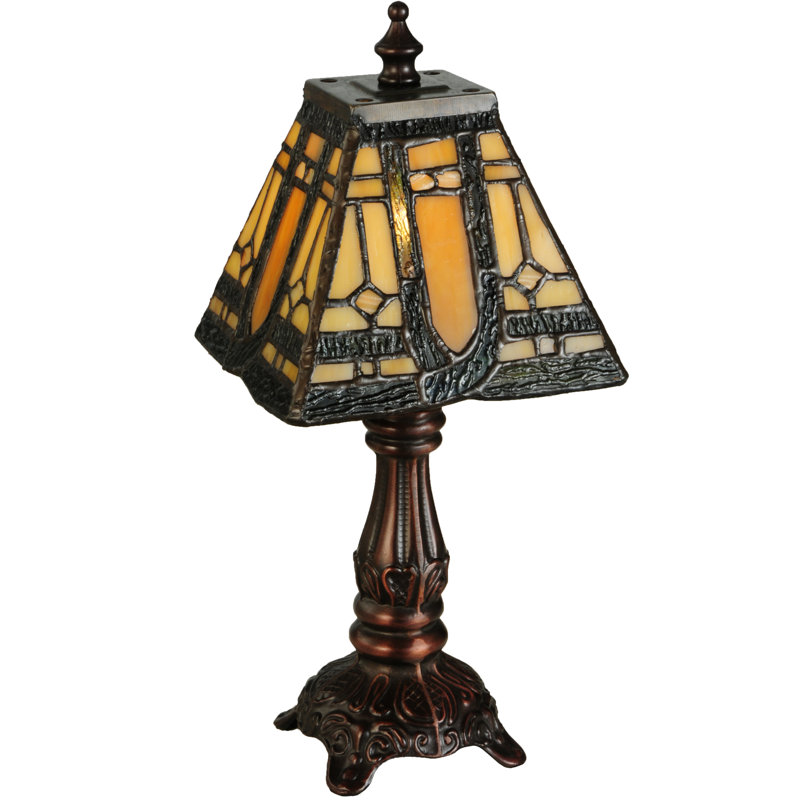 Sierra Prairie 1-Light Mission Style Stained Glass & Bronze Lamp