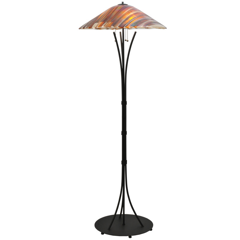 Arcadian Arc 66" Black Stained Glass Floor Lamp