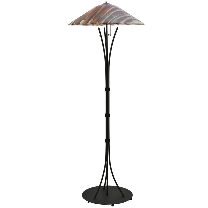 Arcadian Arc 66" Black Stained Glass Floor Lamp