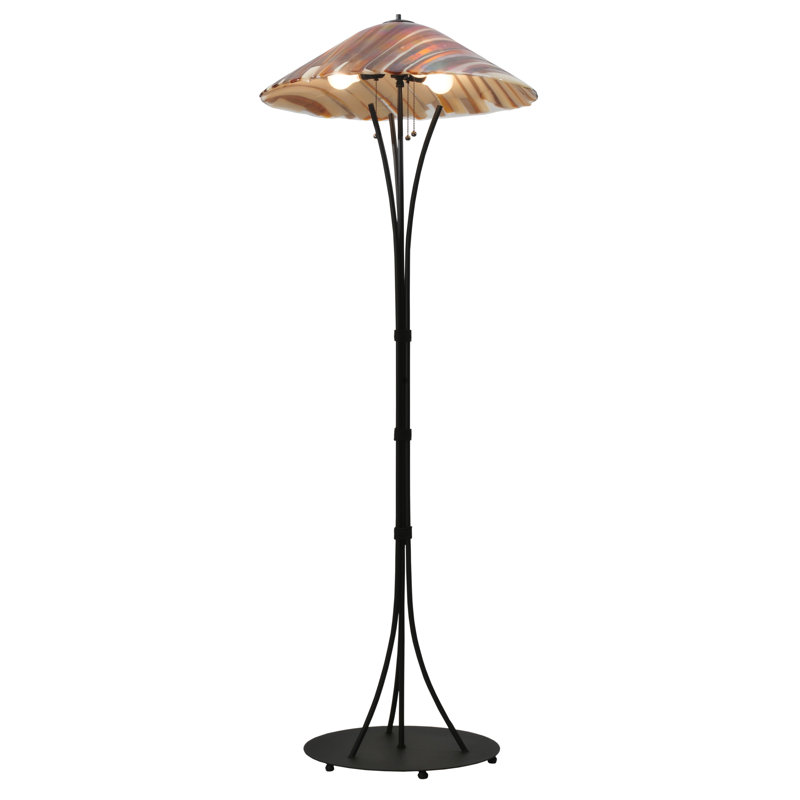 Arcadian Arc 66" Black Stained Glass Floor Lamp