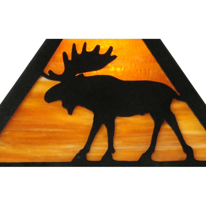Black Steel Stained Glass Moose Novelty Table Lamp