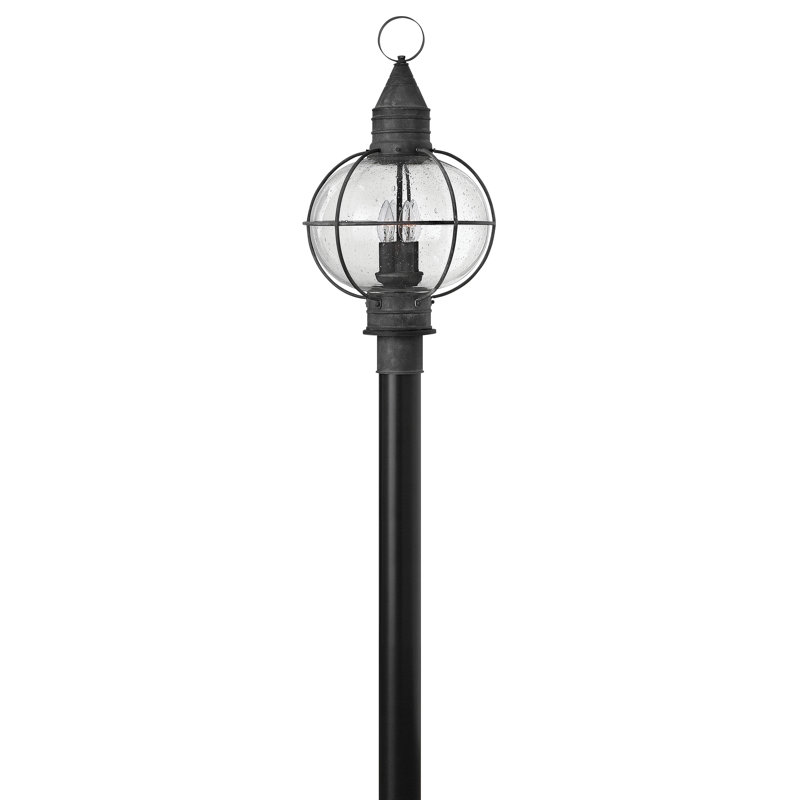 Aged Zinc 4-Light Outdoor Lantern with Clear Seedy Glass