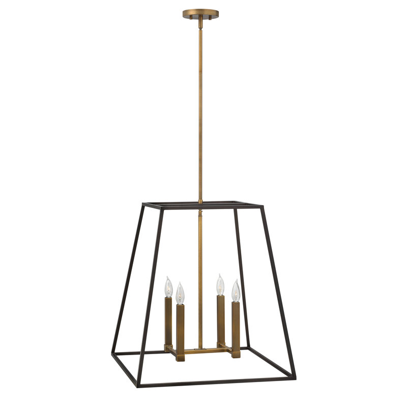 Bronze 4-Light Geometric Pendant with Glass and LED