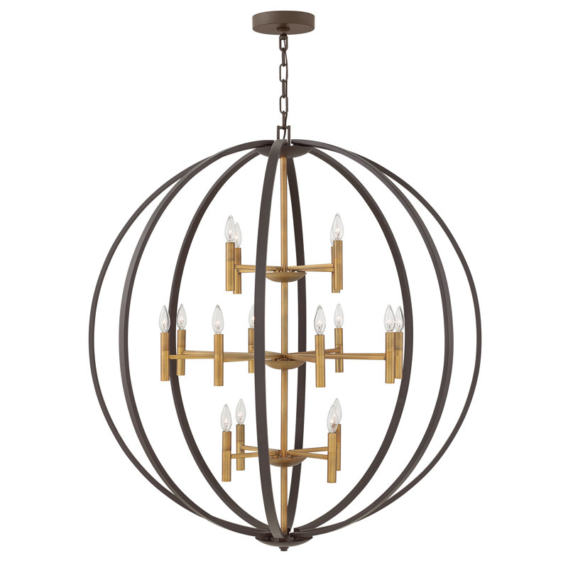 Euclid 44" Spanish Bronze 16-Light Cage Chandelier